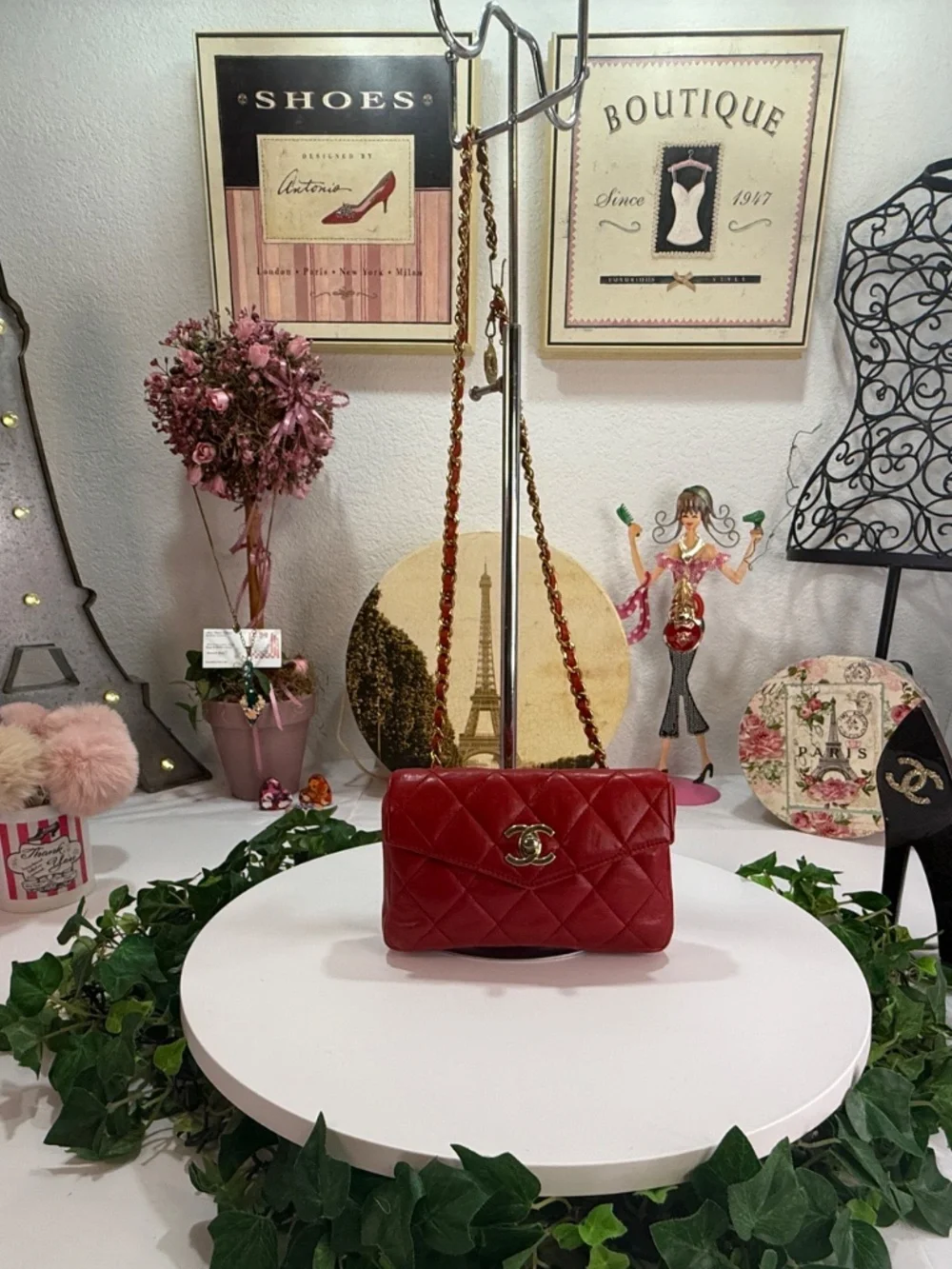 POSH CHANEL RED BUM/FANNY-BELT BAG HANDBAG! (RARE)